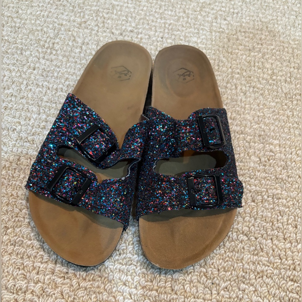 Glitter slide sandal never worn